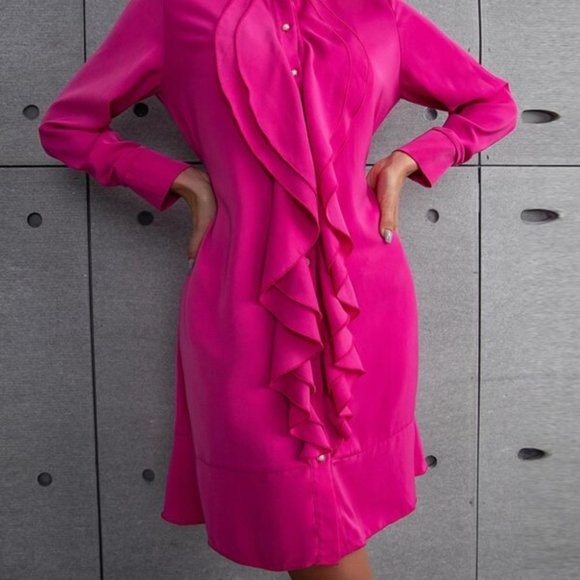 Hot pInk Long Sleeved Dress - Picture 7 of 8